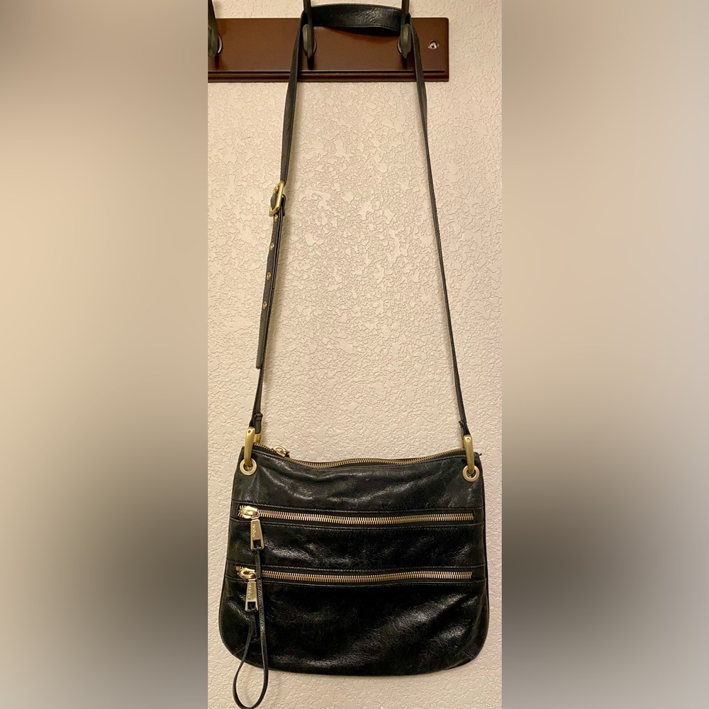 Hobo Black Leather Crossbody Purse